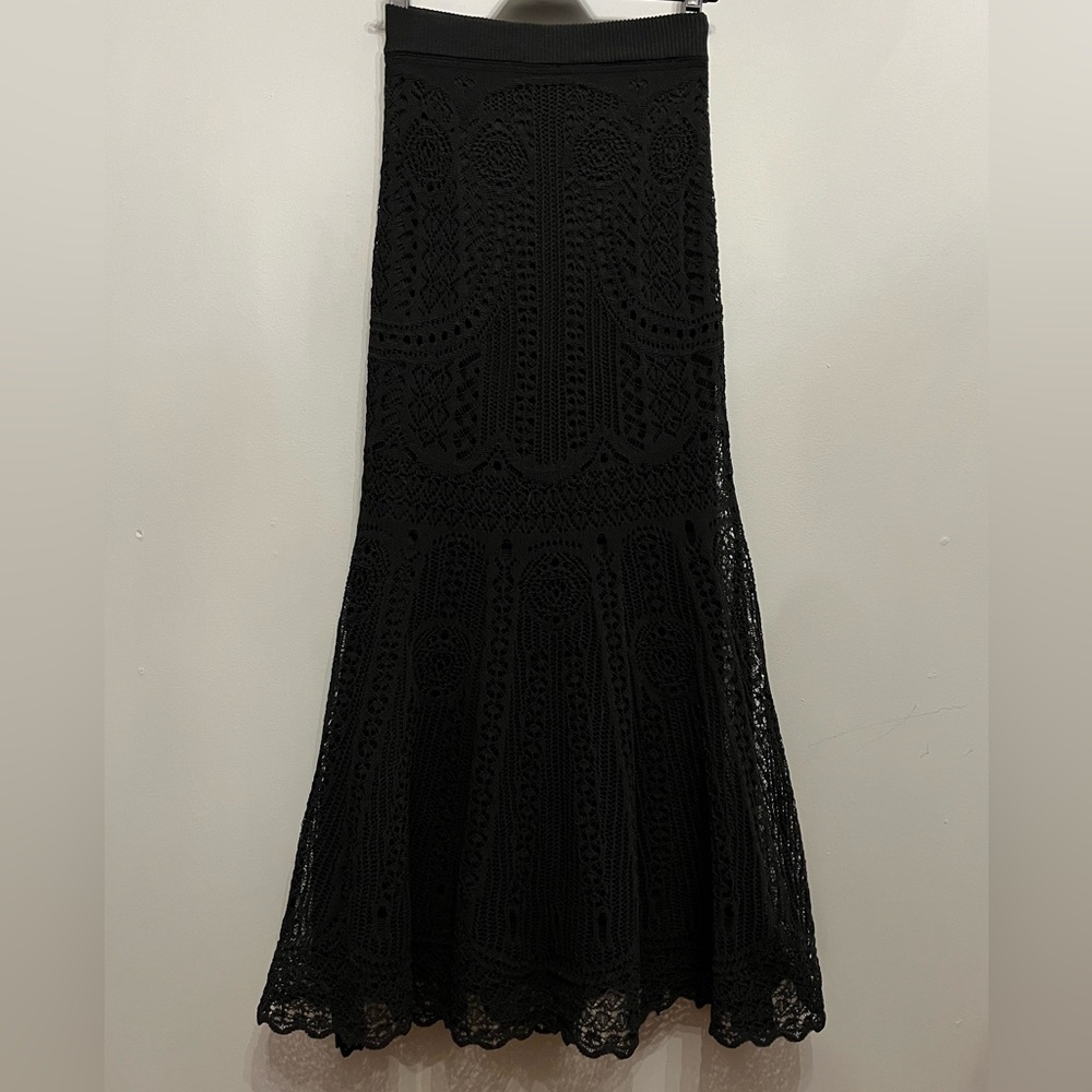 BNWT Alexander McQueen Black Patchwork Lace Midi Skirt, size S - Picture 4 of 12
